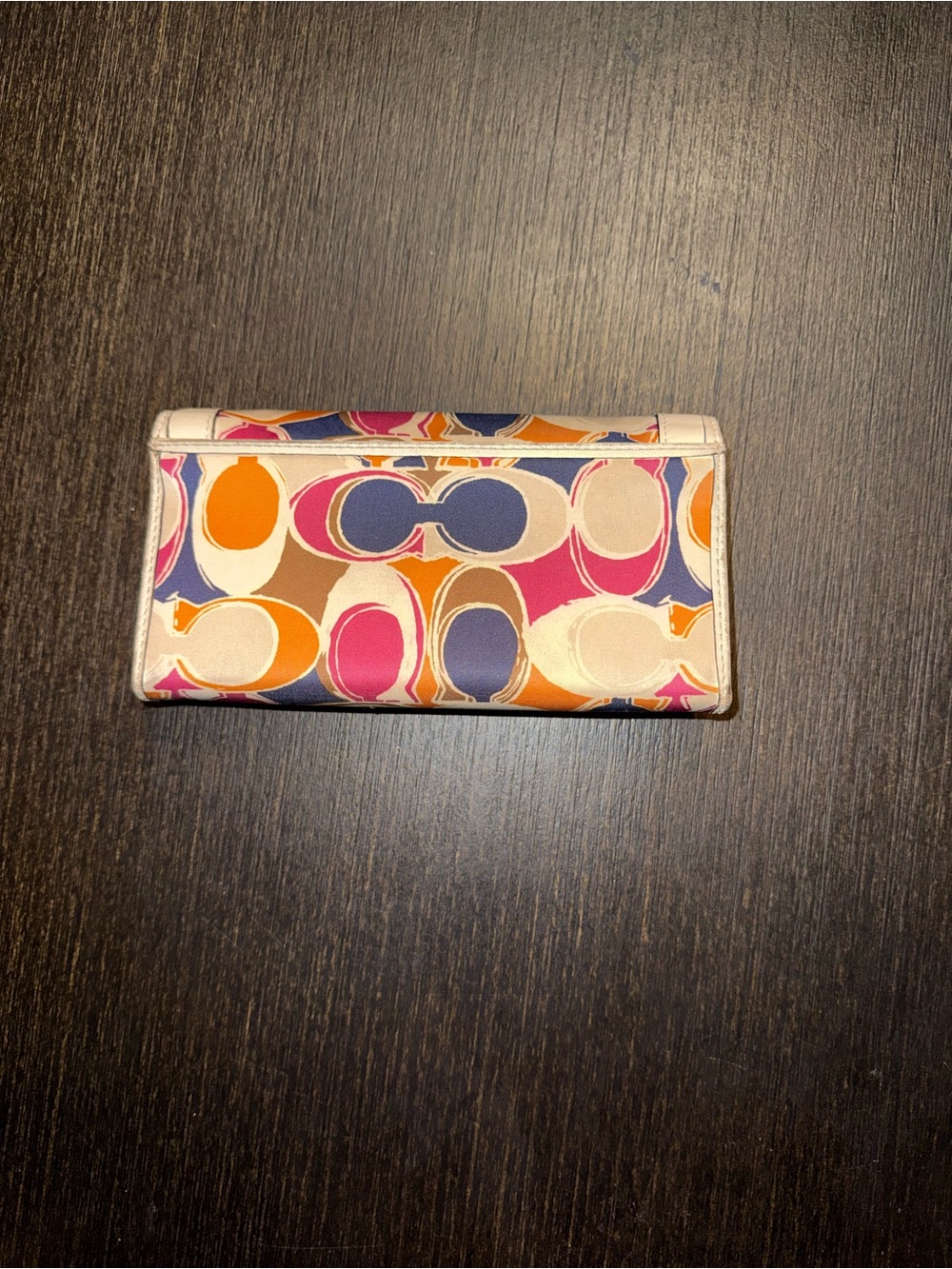 Coach Signature Print Wallet Multicolor Turnlock Long Wallet Y2K Retro - Picture 2 of 6